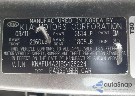 2011 Kia Forte Ex из США, поврежденный, VIN KNAFU4A21B5426224